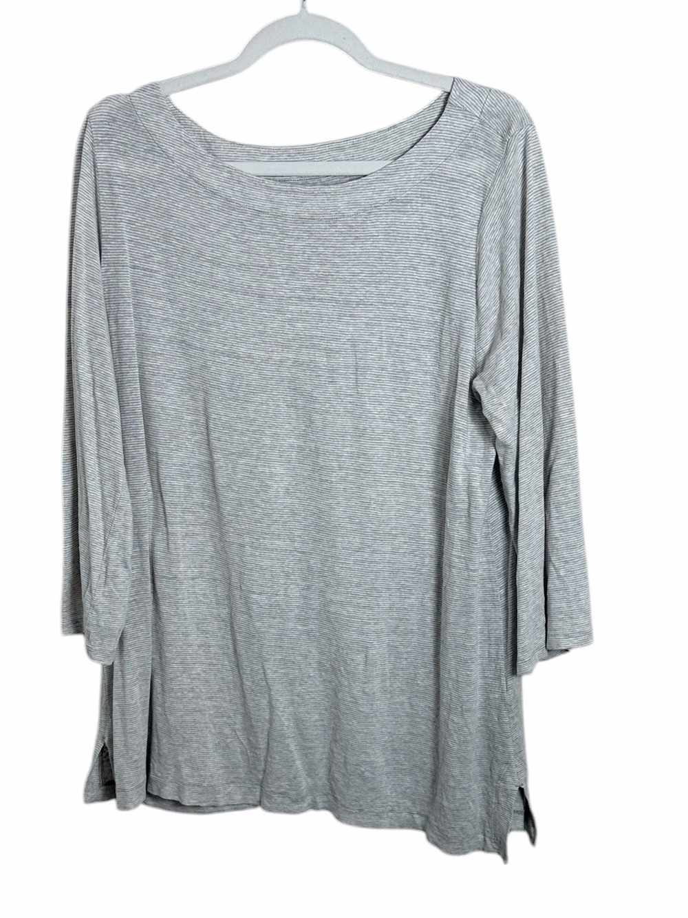 Eileen Fisher Striped Organic Linen Ling Sleeve Blouse Size Large